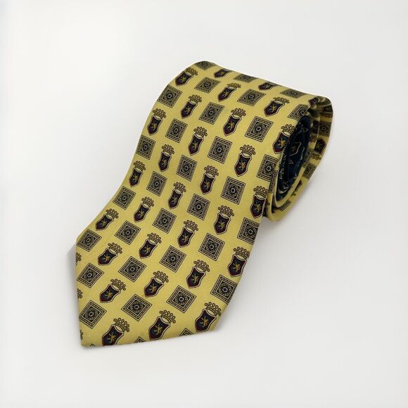 Tommy‎ Hilfiger Yellow Lion Crest Silk Men's Neck Tie - Picture 1 of 5